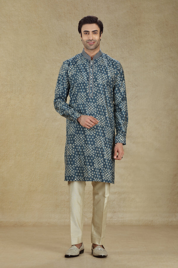 INDIGO BLUE PRINTED KURTA SET #8225