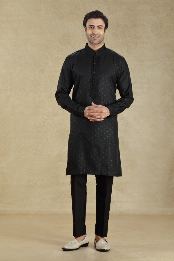BLACK PRINTED KURTA SET #8238