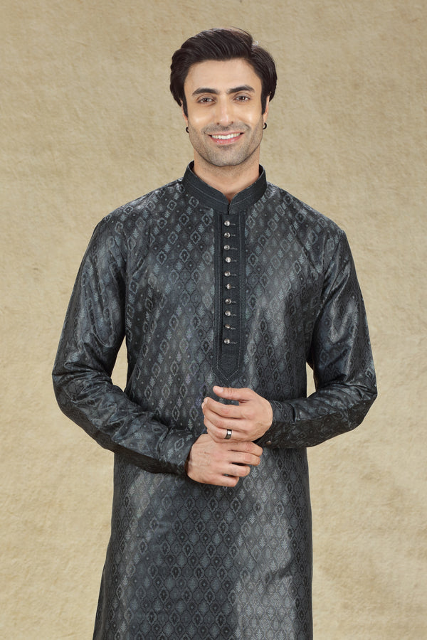 BLACK PRINTED KURTA SET #8233