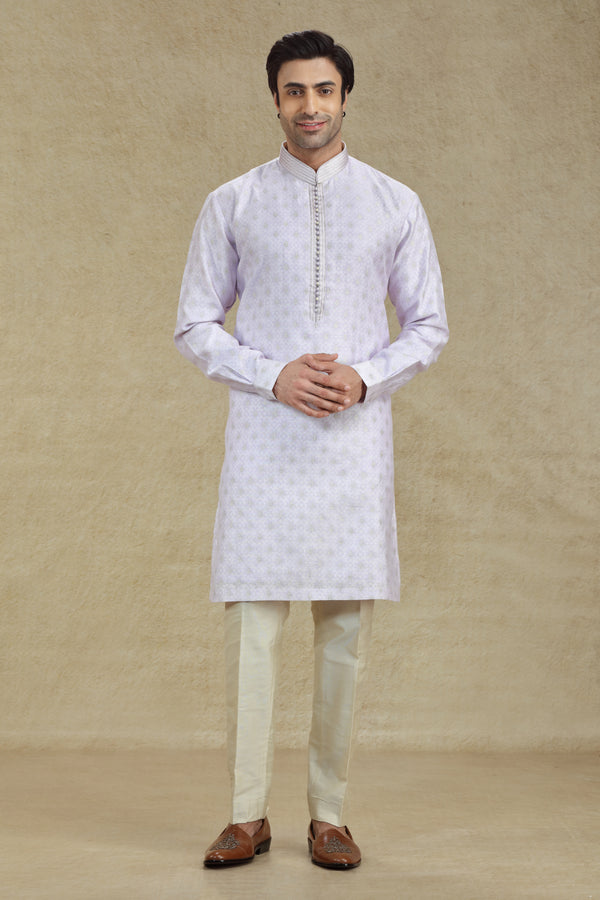 LAVENDAR BANARASI BROCADE SILK KURTA SET #8229