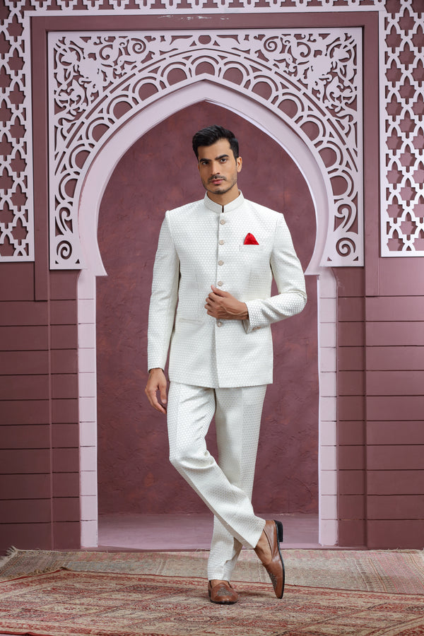 IVORY THREADED JODHPURI SUIT #8340