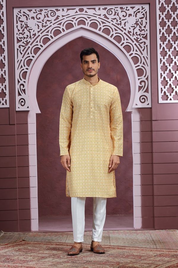 YELLOW PRINTED KURTA SET #8415/#8416