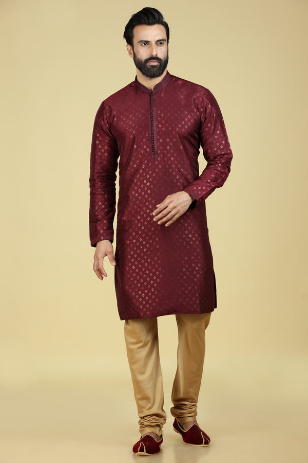 Maroon Printed Kurta Set