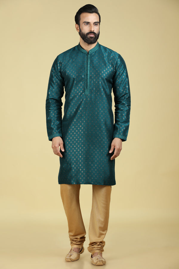 Teal Printed Kurta Set