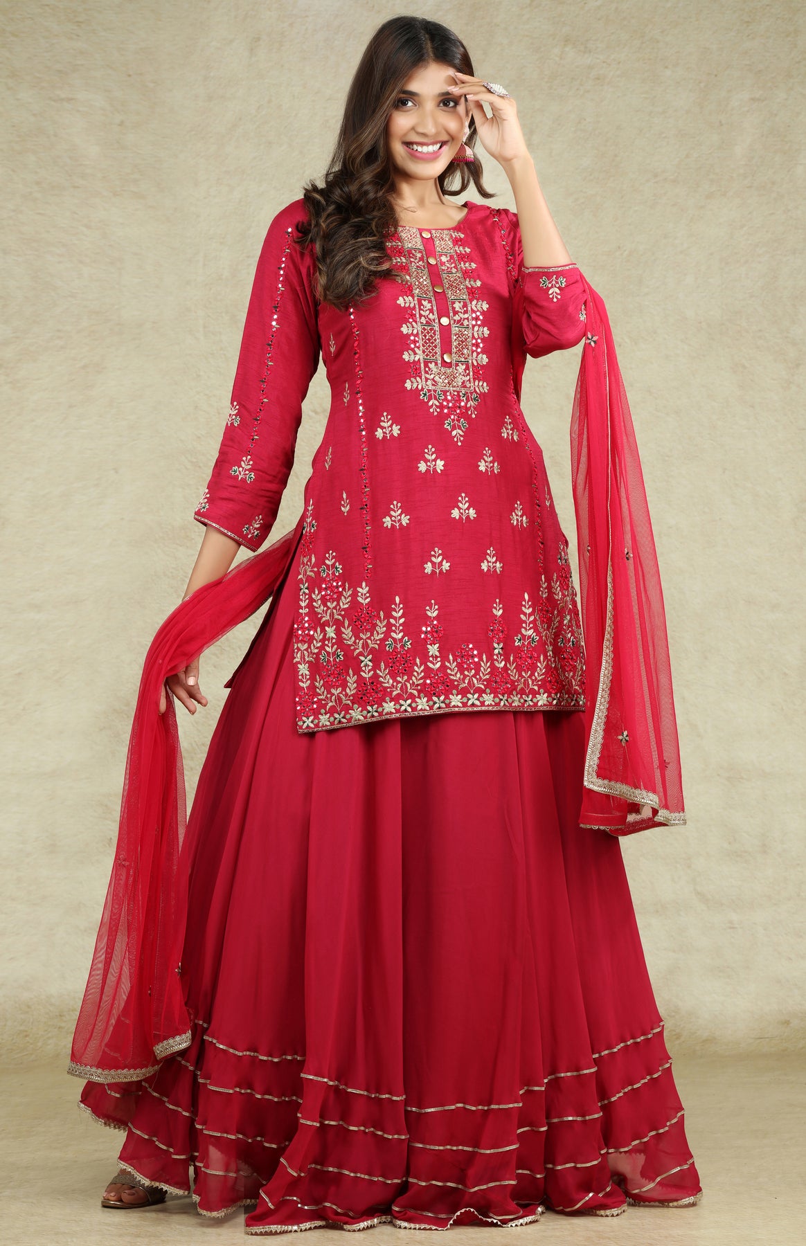 Bridal Wear Embroidery Pink Silk Mirror Work Lehenga Choli at Rs 2990 in  Surat