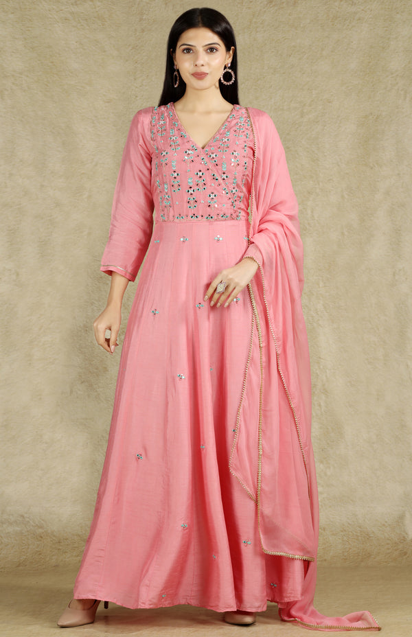 Rose Pink Anarkali Set #6812