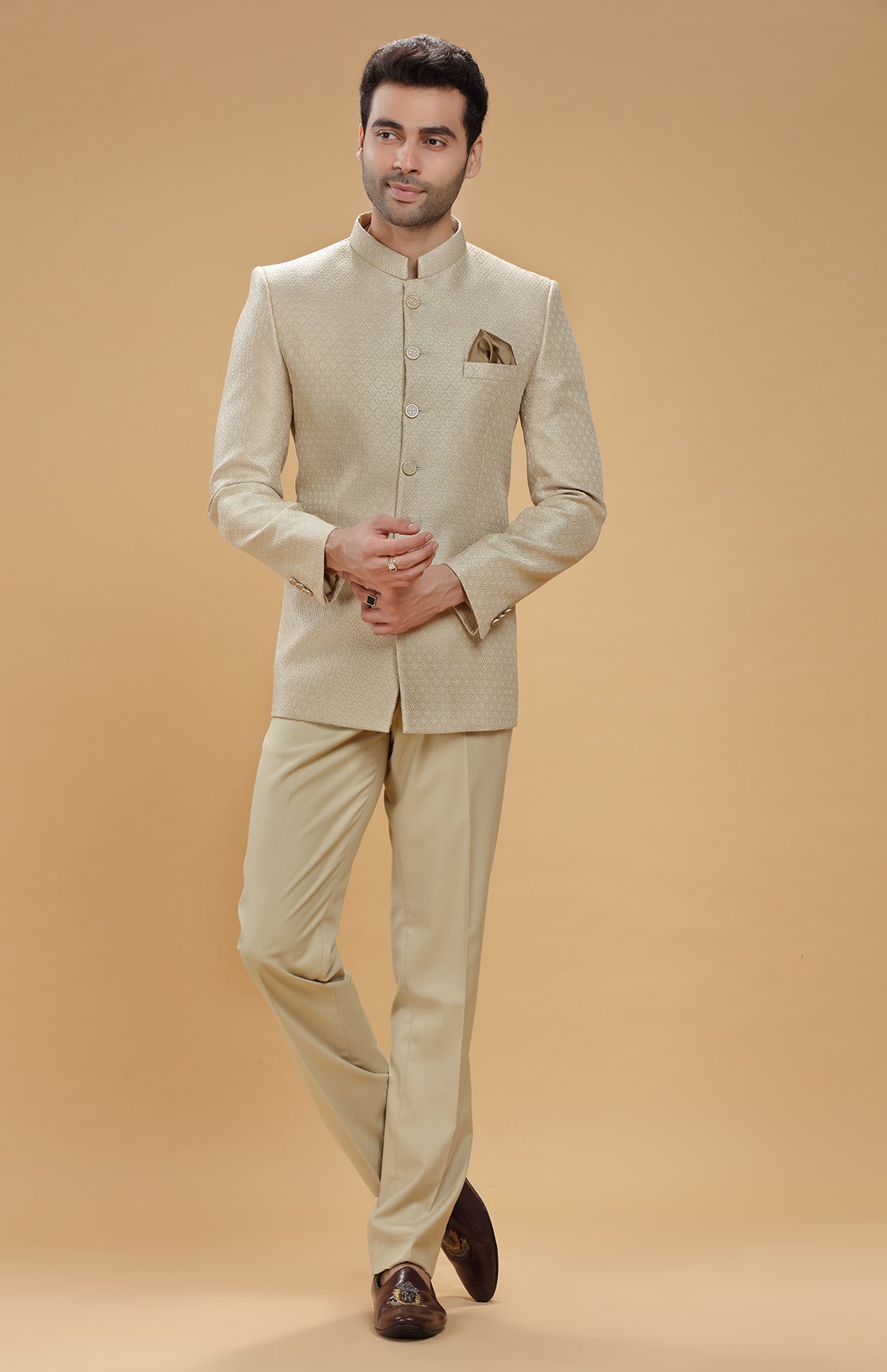 Cream Silk Jodhpuri Suit 262389