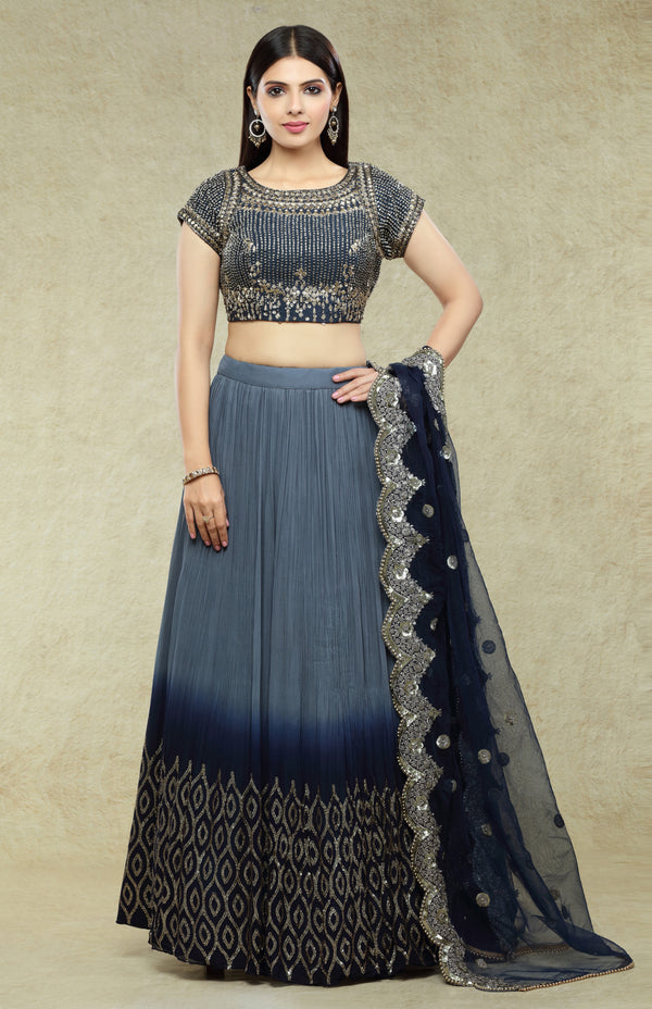 Navy & Gray OMBRÉ Lehenga Set #6805