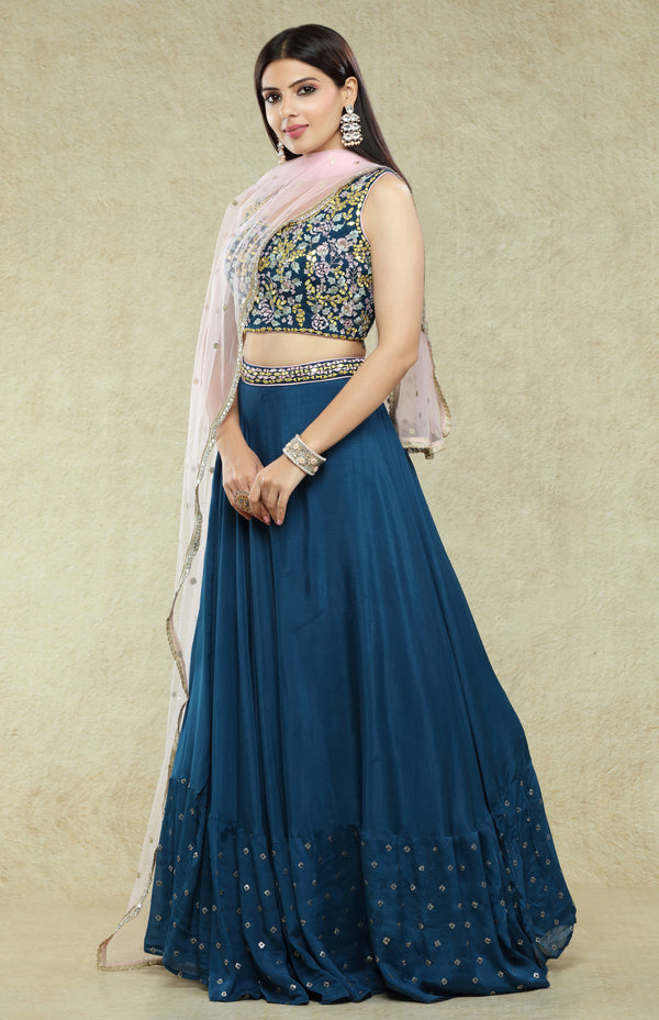 Navy & Blush Lehenga Set #7088